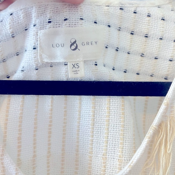 Madewell Lou & Grey Wanderer Cropped Tank in cream threaded detail * fringe - XS - Picture 5 of 7